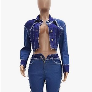 Two piece denim pants set